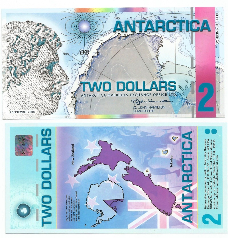 Antarctica P25(U) 2 Dollars – Polymer (Plastic) (Private Issue,Non Government)