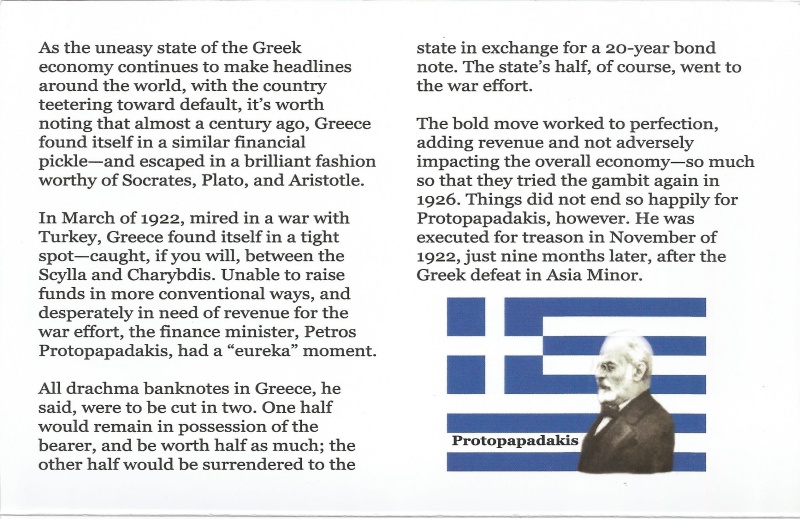 Two Greek Drachmai Half Notes Banknote Folder