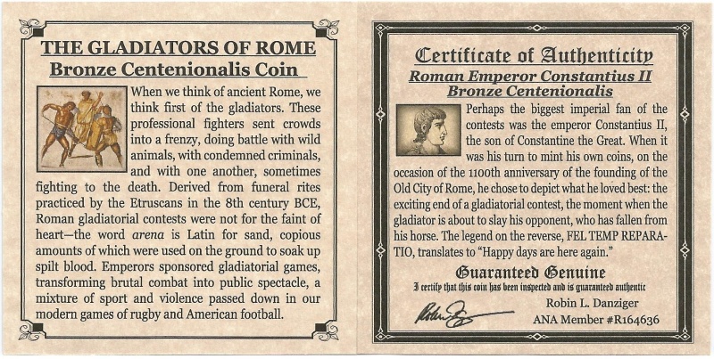 Roman Centenionalis Constantius Ii Gladiator (Mini Album)(C)