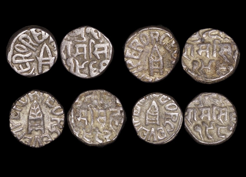 British India, Princely States, Bundi, Silver Rupee, Dated 1922-1932 Ce, Reads George V Emperor, Km18.2, Ef, A Lot Of (4) Coins