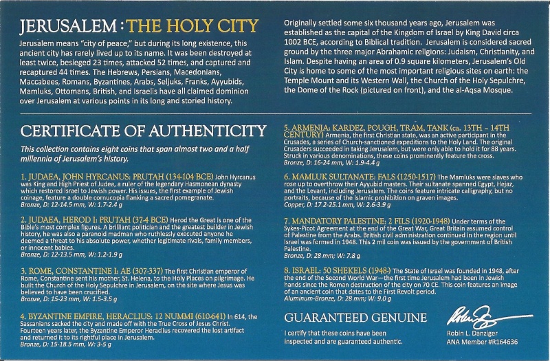Jerusalem: The Holy City: A Collection Of 8 Coins (Eight-Coin Box)
