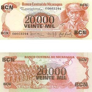 Nicaragua P147(U) 20,000 / 20 Cordobas
