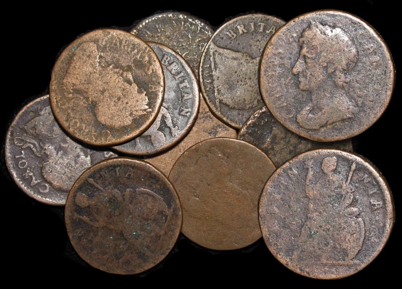 England, Charles Ii (1660-1685), Copper Farthings, Mixed Dates, Fair- F, A Lot Of (9) Coins