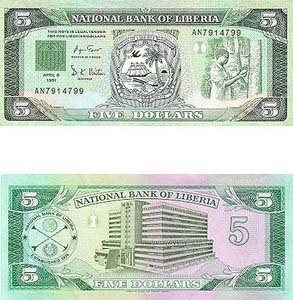 Liberia P20(U) 5 Dollars