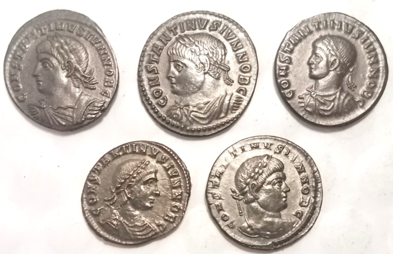 Lot Of 5 Constantine Ii (Au+) Silvering Intact