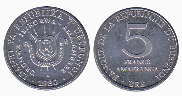 Burundi Km20(U) 5 Francs