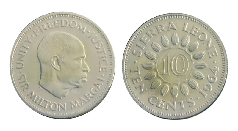 Sierra Leonekm19(Bu) 10 Cents (Proof) 1964