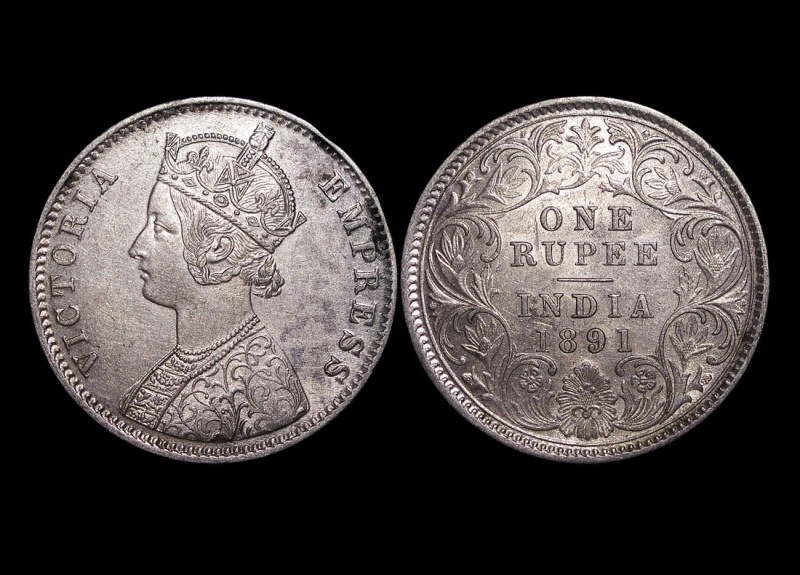 British India, Victoria (1837-1901), Silver Rupee, 1891C, Au, Km492, A Lot Of (1) Coin