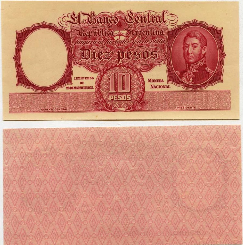 Argentina P265obv(Printersproof)(U) 10 Pesos (Specimen)