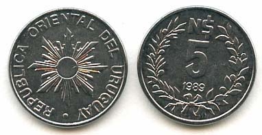 Uruguay Km92(U) 5 Pesos