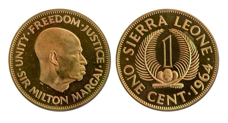 Sierra Leonekm17(Bu) 1 Cent (Proof) 1964