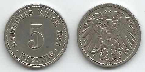 Germany Km11(Xf) 5 Pfennig