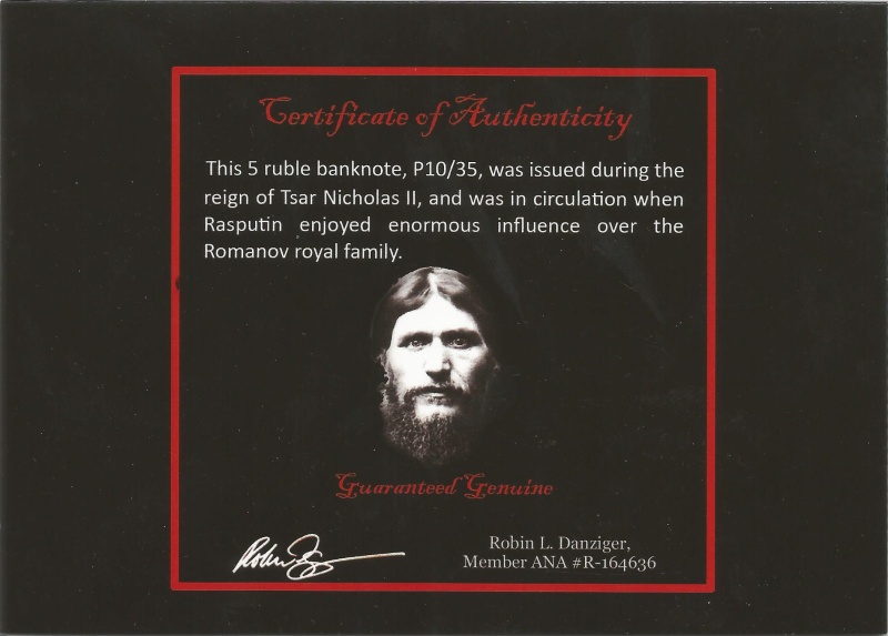 Rasputin Banknote Card