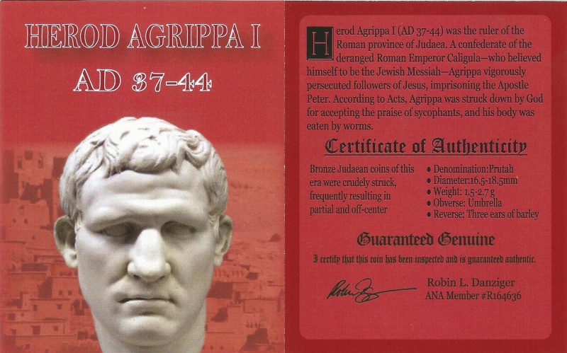 Judaea Ae Agrippa 1St (Ad 41-44) Prutah Ngc(Hg)