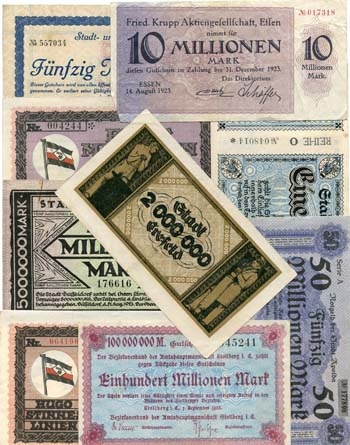Germany Set Of 9 Different Inflation Mark Notes