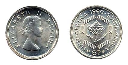 South Africa Km48(U) 6 Pence