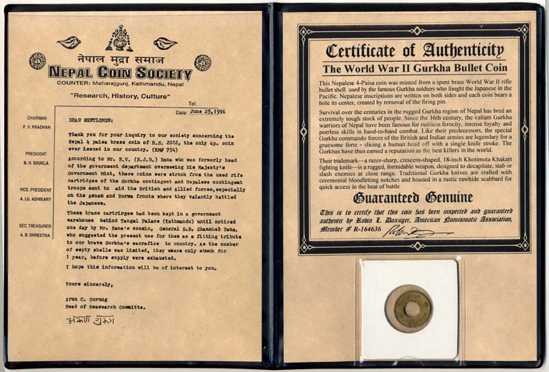 World War Ii Nepal Gurkha Bullet Coin (Album)