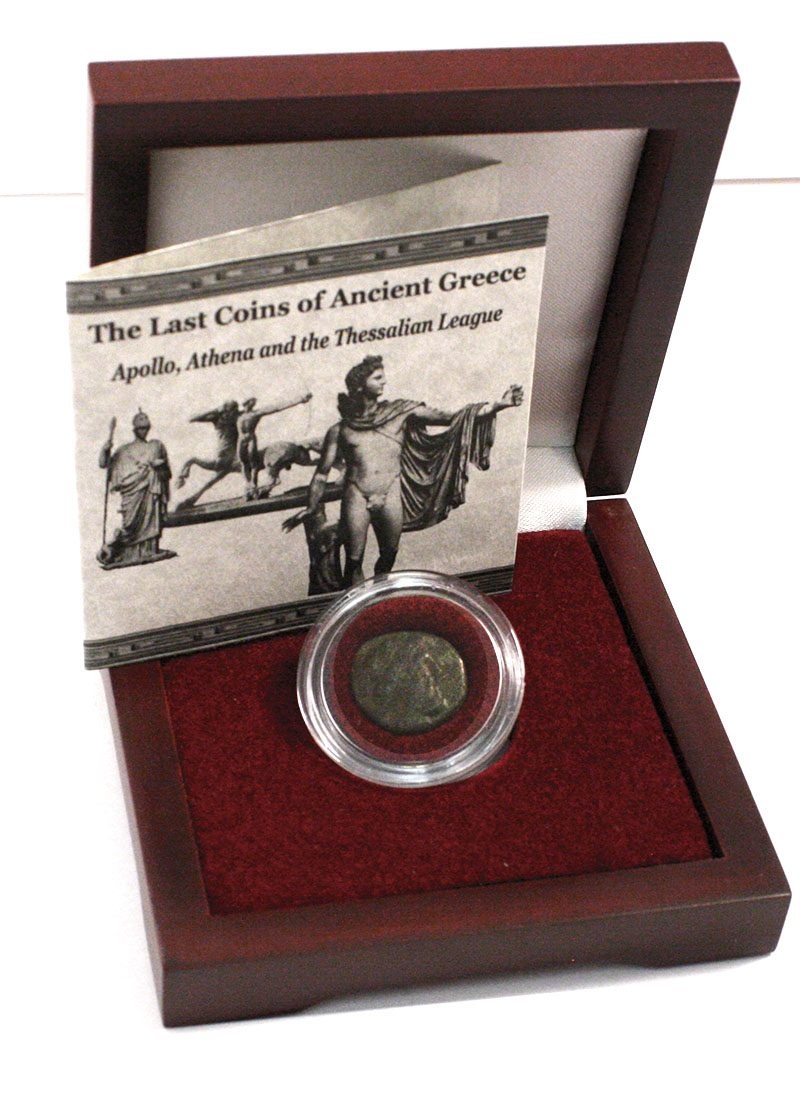The Last Coins Of Ancient Greece Box: The Thessalian League With Coin Of Apollo/Athena (One-Coin Box)