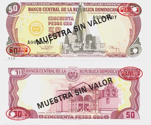 Dominican Rep. P135s(1994)(U) 50 Pesos (Specimen)