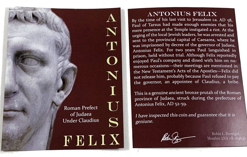 Antonius Felix, Roman Prefect Of Judaea Under Claudius, 52-59 Ce (Ngc Slab)(Lg)