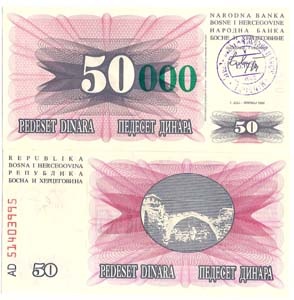 Bosnia-Herzegovina P55a(U) 50,000 Dinara