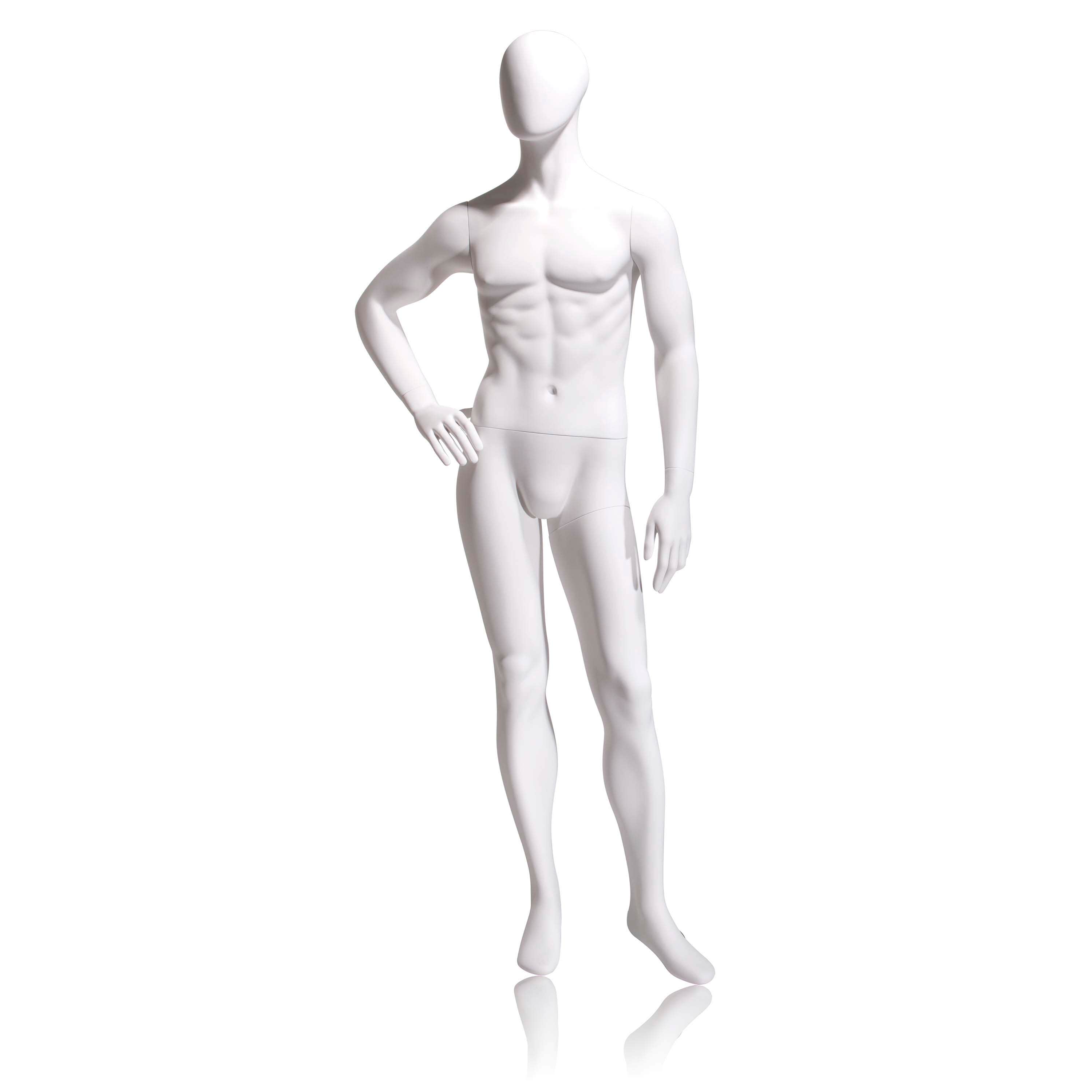 Female Mannequin - Abstract head, Arms by Side, Right Leg Slightly Forward