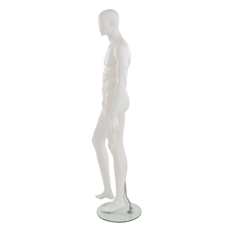 Male Mannequin - Oval Head, Arms at Side, Legs Slightly Bent