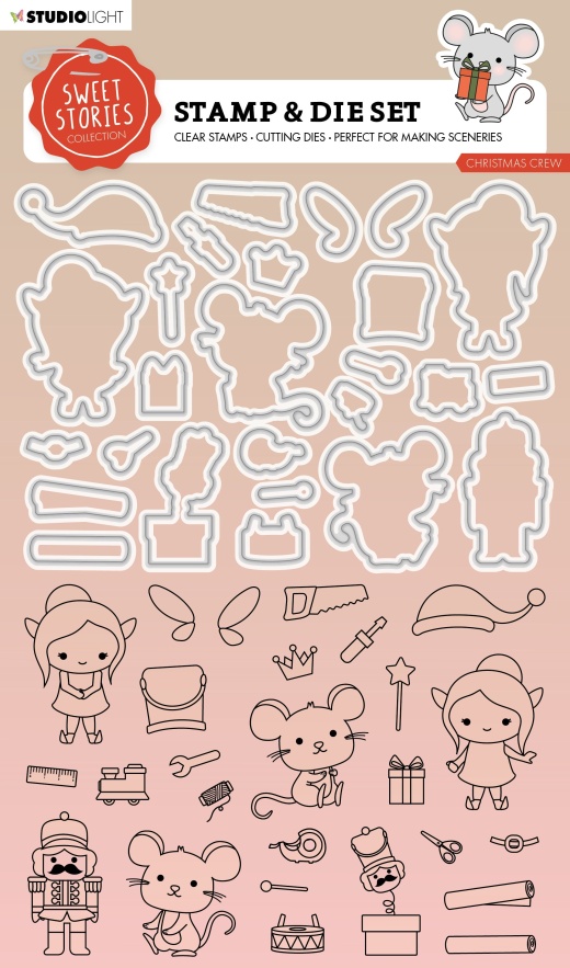 Sl Stamp & Cutting Die Christmas Crew Sweet Stories 152X220x3mm 26 Pc Nr.67