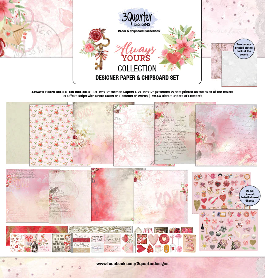 3quarter Designs - 12 x 12 Paper Pack - Always Yours