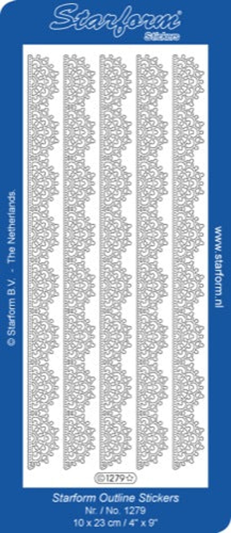 Deco Stickers - Large Lace Ribbon Border Silver