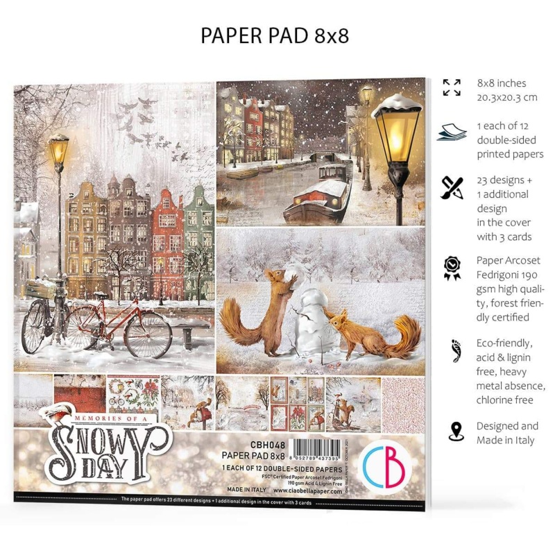Ciao Bella Memories Of A Snowy Day Paper Pad 8"X8" 12/Pkg