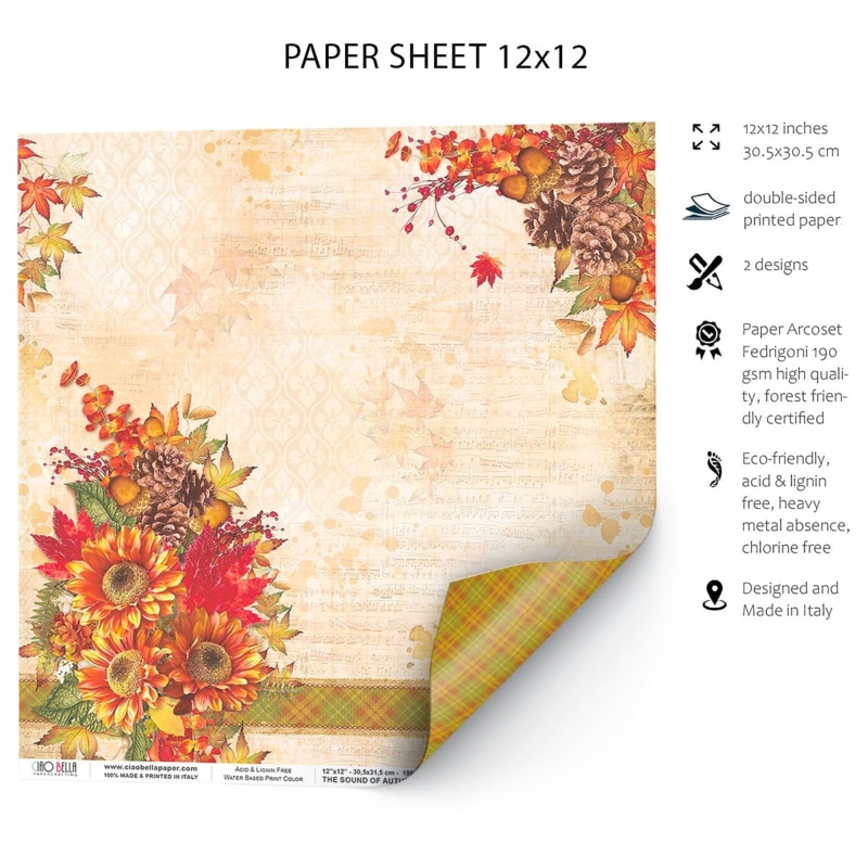 Ciao Bella All At Once Summer Collapsed Into Fall Paper Sheet 12"X12" 1 Sheet