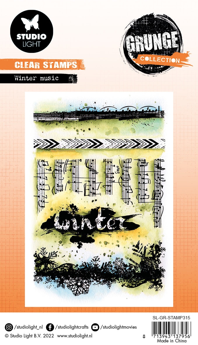 Sl Clear Stamp Winter Music Grunge Collection 148X105x3mm 5 Pc Nr.315