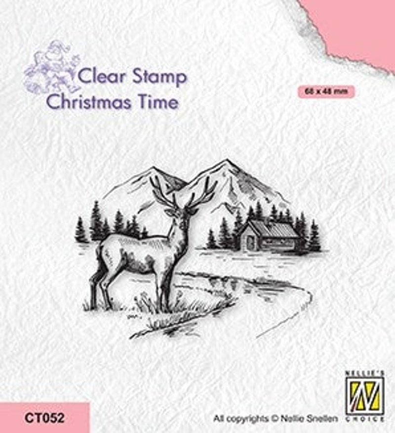 Nellie's Choice Clear Stamp - Christmas Time - Winter Landscape With Deer