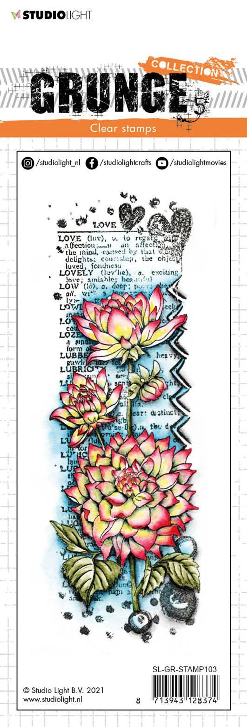 Sl Clear Stamp Dahlia Flower Love Grunge 74X210x3mm 1 Pc Nr.103