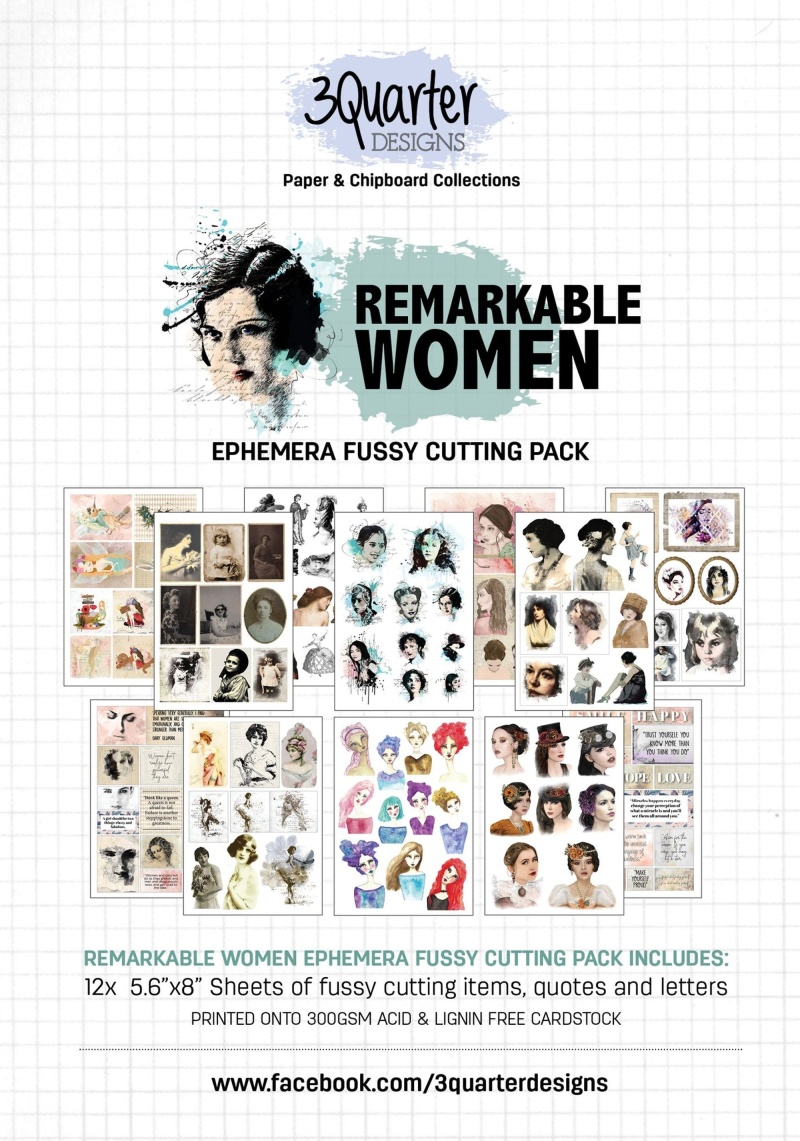 3Quarter Designs Ephemera Fussy Cutting Pack - Remarkable Woman