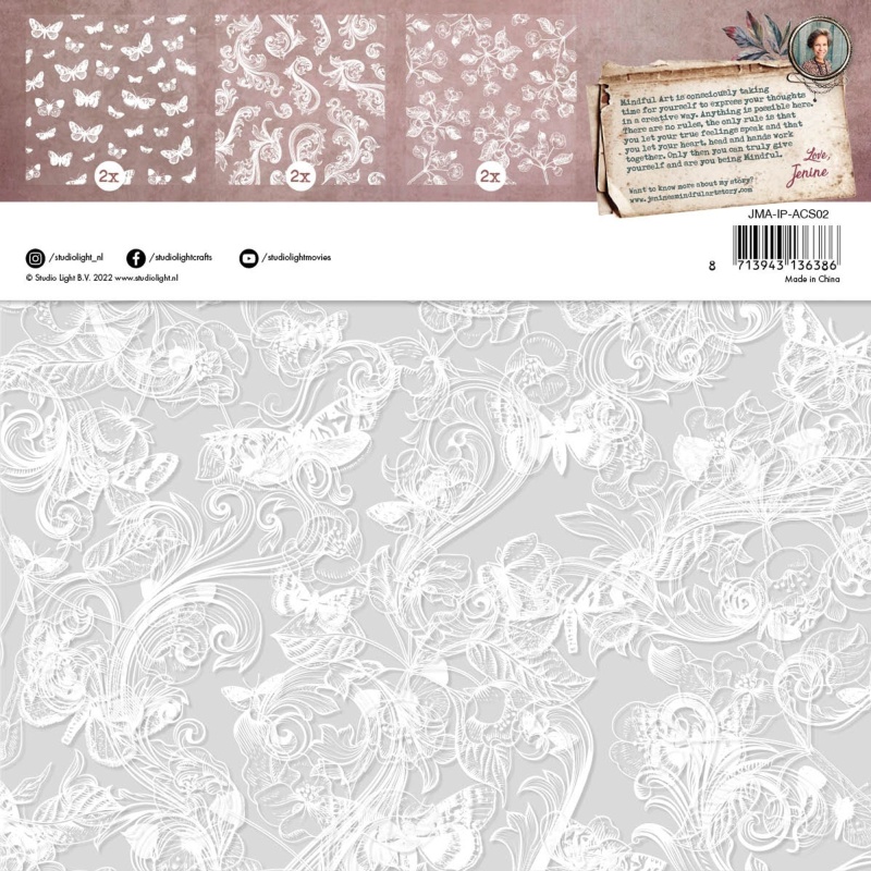Jma Acetate Sheets Butterflies, Swirls & Flowers Inner Peace 203X203x2mm 6 Sh Nr.02