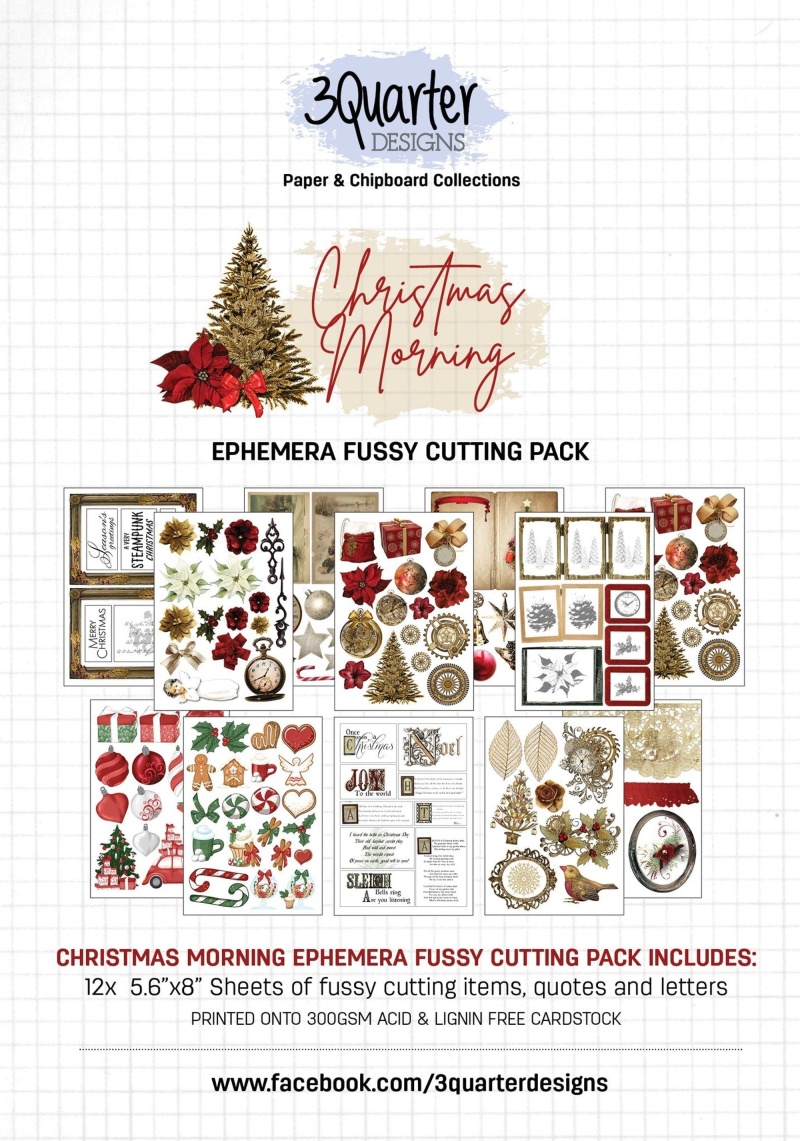 3Quarter Designs Ephemera Fussy Cutting Pack - Christmas Morning