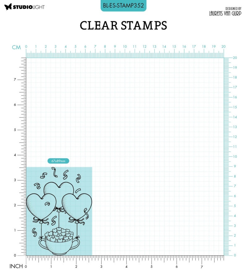 Bl Clear Stamp Tea Hearts By Laurens 105X74x3mm 1 Pc Nr.352