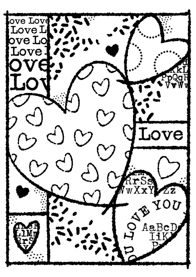 Woodware Clear Singles Heart Collage 4 In X 6 In Stamp
