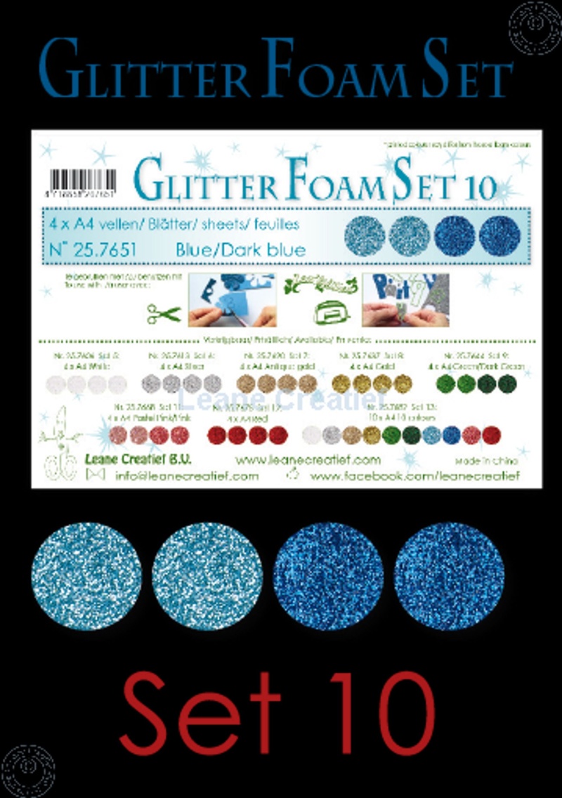 Glitter Foam Set 10, 4 Sheets A4 2 Blue & 2 Dark Blue