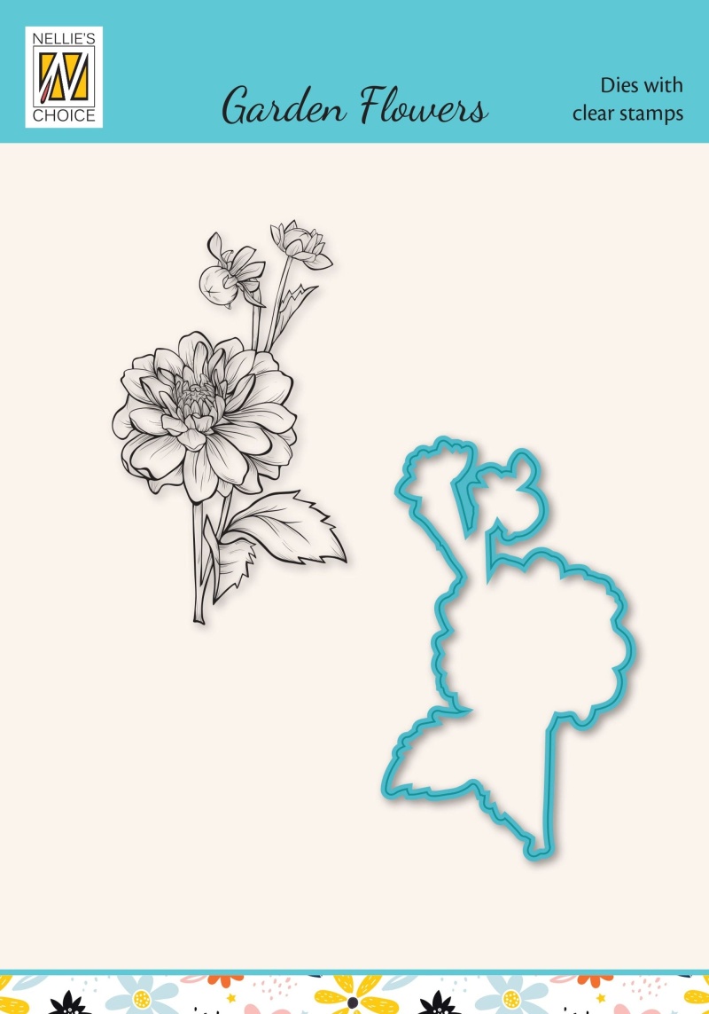 Nellie's Choice Die & Stamp Set - Garden Flowers Series - Dahlia