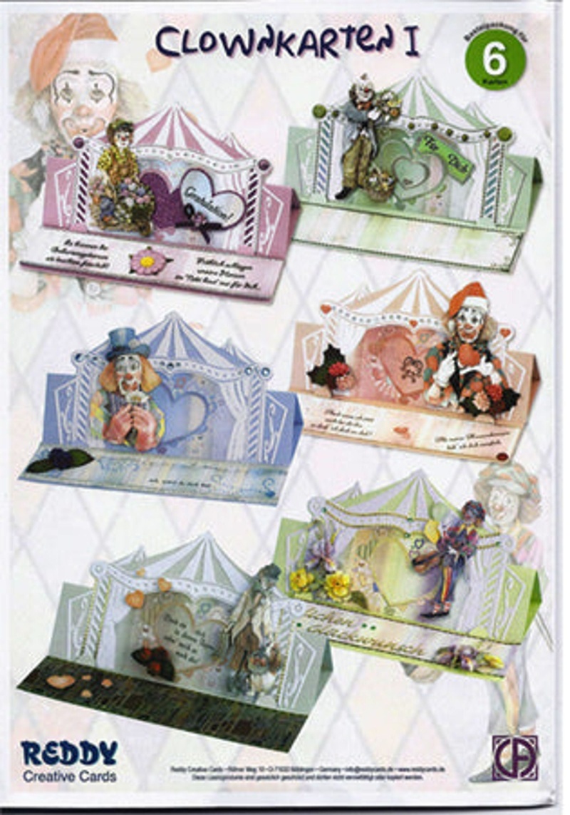 3D Precut Circus Clowns Easel Card Kit 1