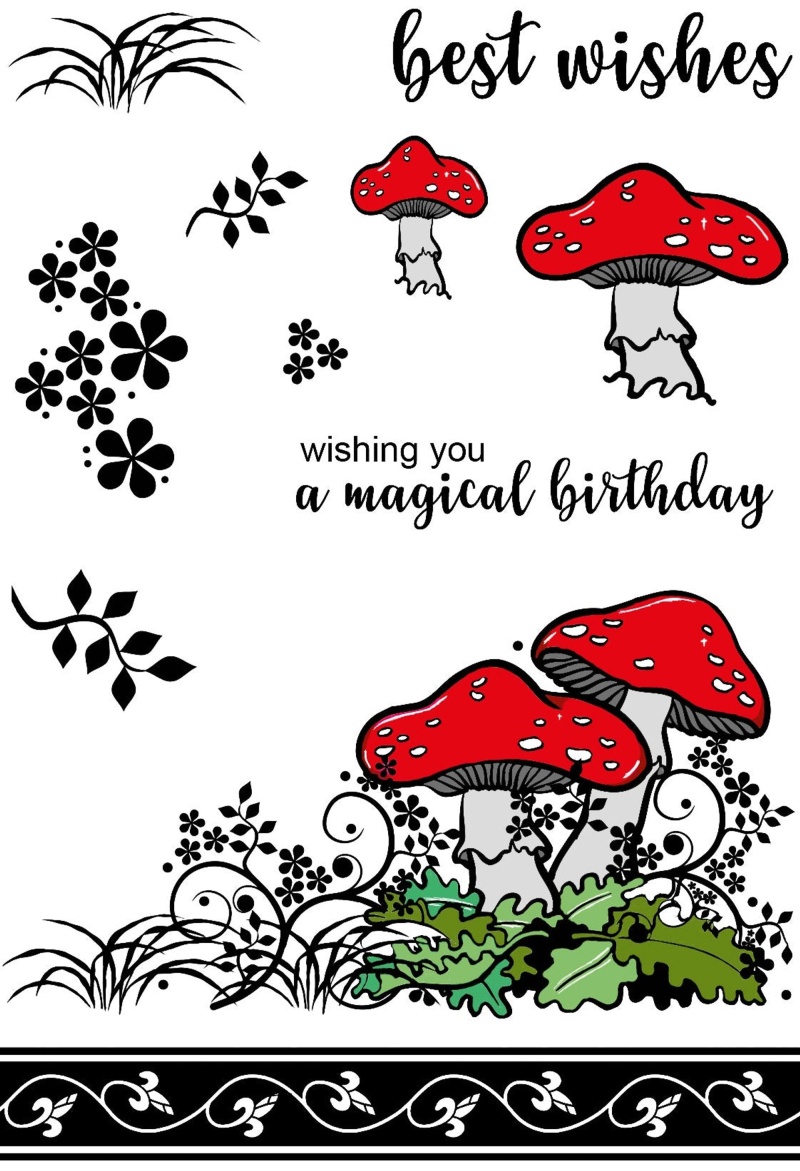 Creative Expressions Designer Boutique Woodland Walk Collection Tiptoe Amongst The Toadstools A6 Clear Stamp Set