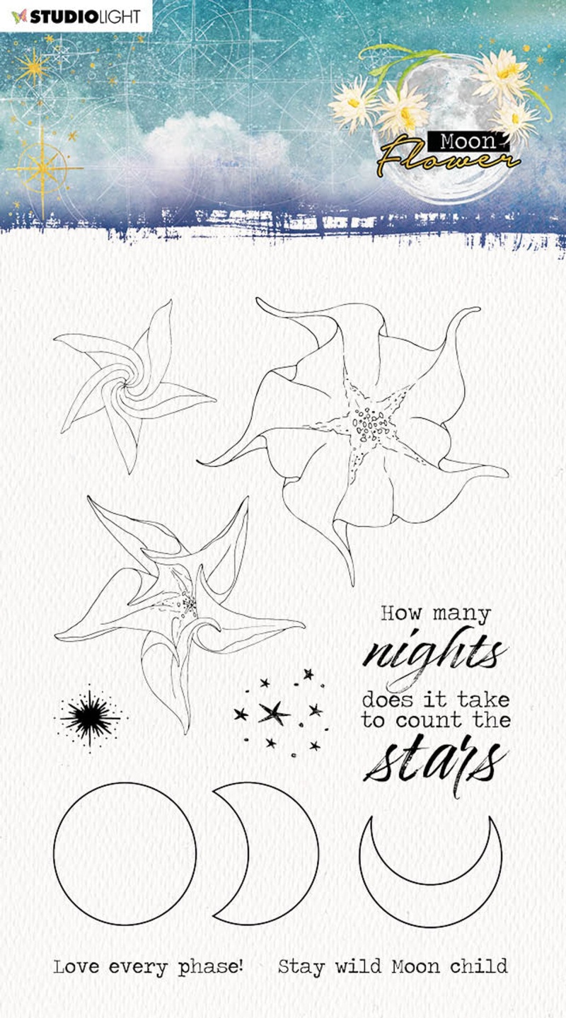 Sl Clear Stamp How Many Nights Moon Flower Collection 105X148x4mm 1 Pc Nr.133