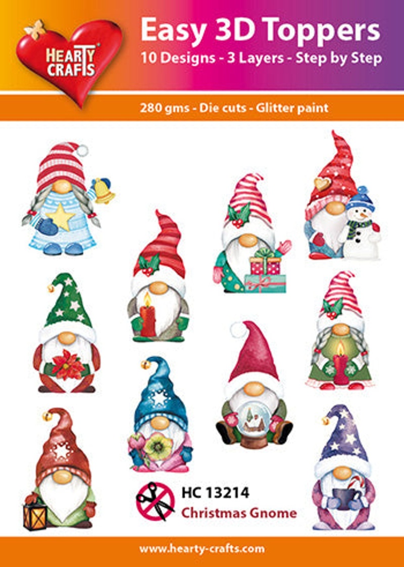 Hearty Crafts Easy 3D Toppers Christmas Gnomes