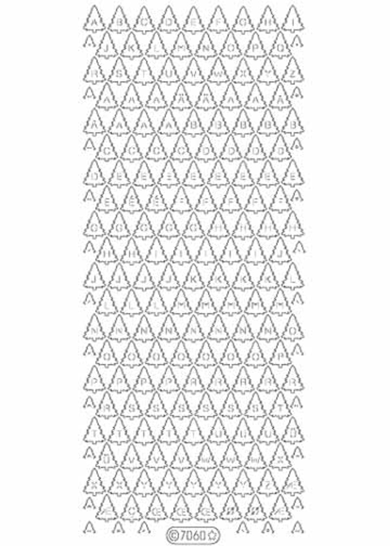 Deco Stickers - Christmas Tree Alphabet Transparent Glitter Silver