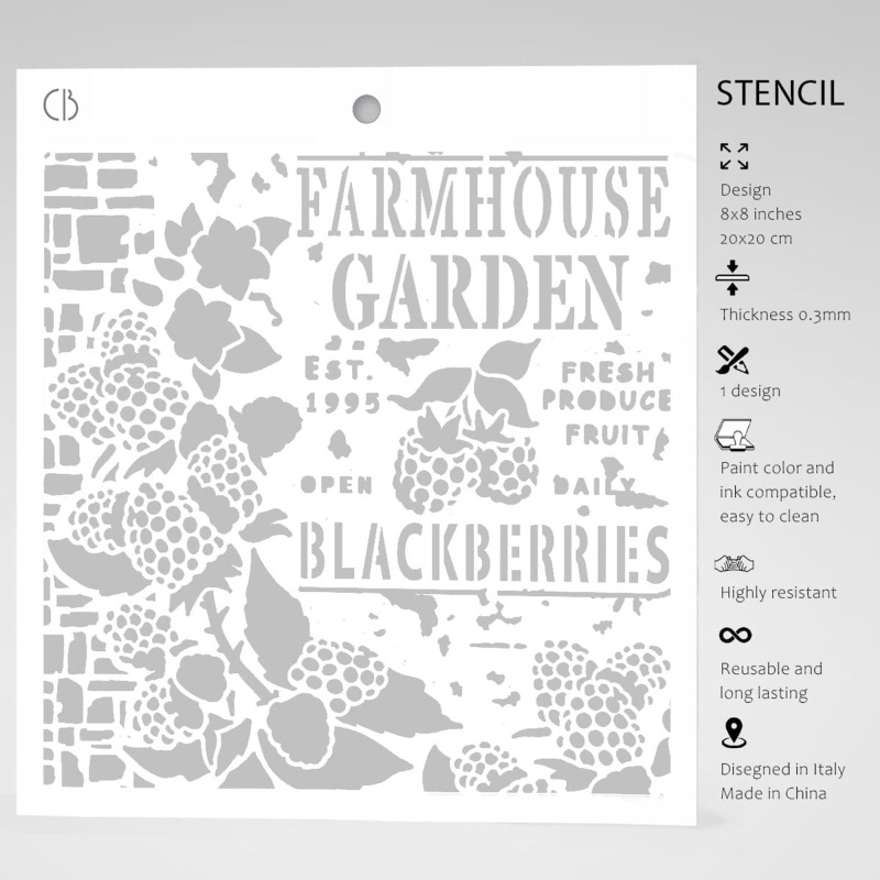 Ciao Bella Texture Stencil 8X8 Farmhouse Garden