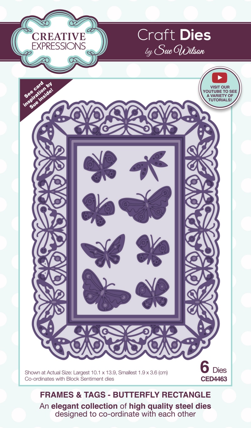 Creative Expressions Sue Wilson Frames & Tags Butterfly Rectangle Craft Die
