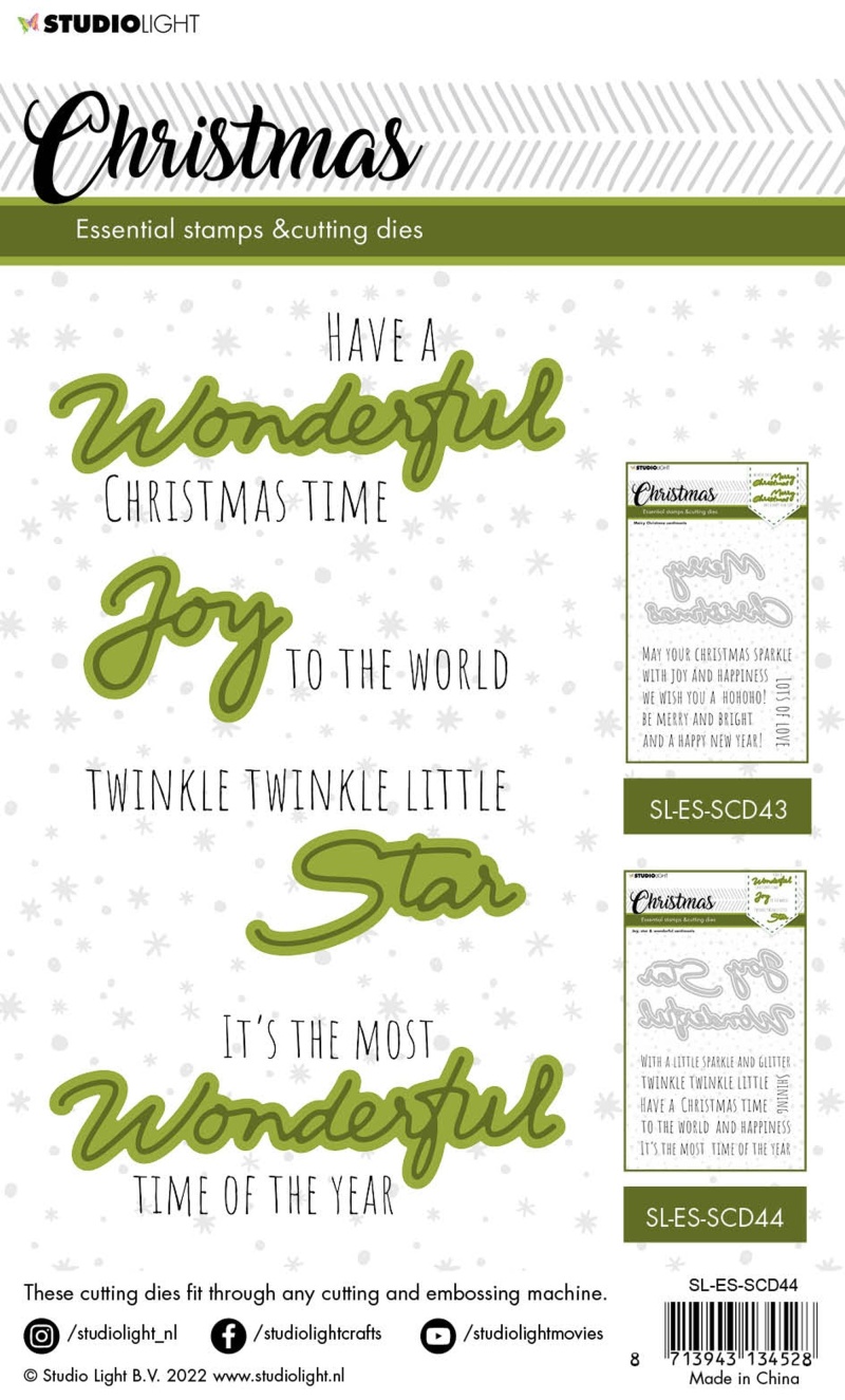 Sl Stamp & Cutting Die Christmas Wonderful Sentiments Essentials 138X178x3mm 12 Pc Nr.44